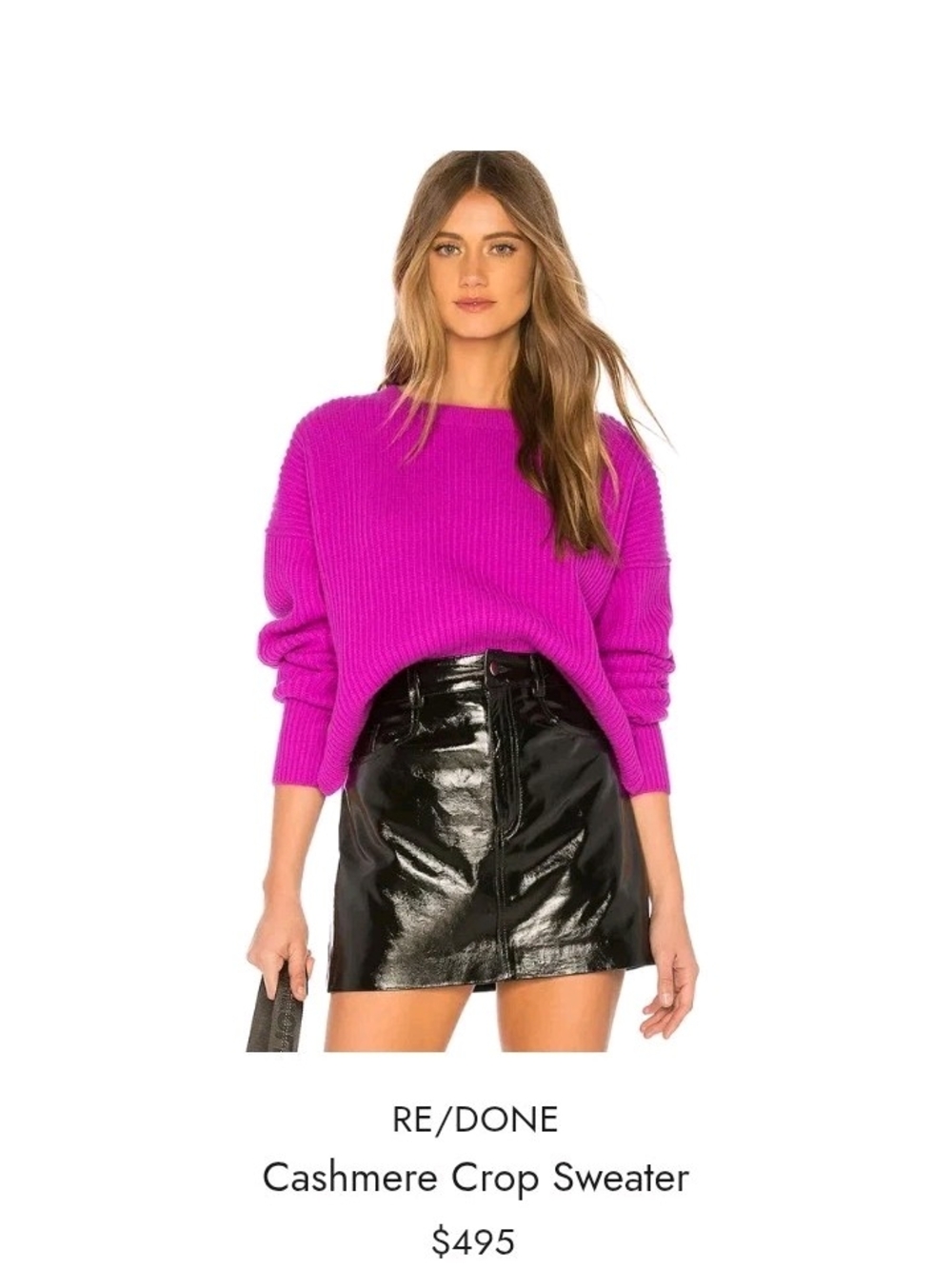 RE/DONE Crop Sweater Ribbed Wool Cashmere Violet Pink Women's Size S